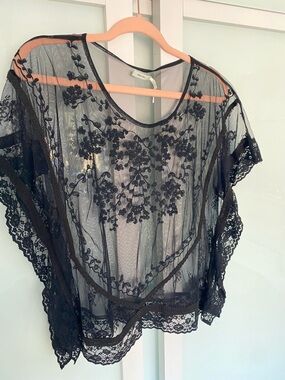 Kimchi Blue Black Sheer Mesh Top